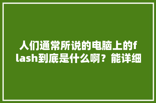 人们通常所说的电脑上的flash到底是什么啊？能详细解答一下么？谢谢啦,为什么有些网站还用flash。 人们通常所说的电脑上的flash到底是什么啊？能详细解答一下么？谢谢啦,为什么有些网站还用flash。 神马SEO