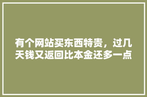 有个网站买东西特贵，过几天钱又返回比本金还多一点，东西也寄给我，网站图什么,为什么现在的网站都收费。 有个网站买东西特贵，过几天钱又返回比本金还多一点，东西也寄给我，网站图什么,为什么现在的网站都收费。 SEO关键词