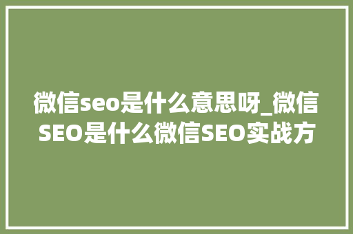 微信seo是什么意思呀_微信SEO是什么微信SEO实战方法总结 微信seo是什么意思呀_微信SEO是什么微信SEO实战方法总结 网站建设公司