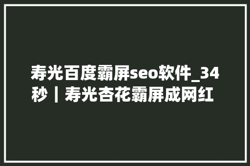 寿光百度霸屏seo软件_34秒｜寿光杏花霸屏成网红 一街一品惹人爱