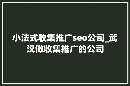小法式收集推广seo公司_武汉做收集推广的公司 小法式收集推广seo公司_武汉做收集推广的公司 神马SEO