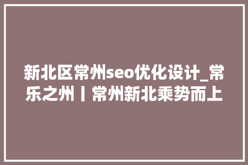 新北区常州seo优化设计_常乐之州丨常州新北乘势而上 数字经济成长跑出加速度