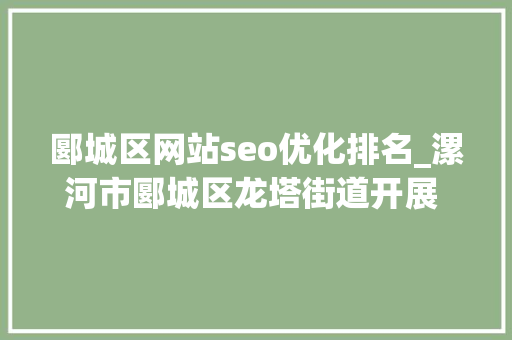 郾城区网站seo优化排名_漯河市郾城区龙塔街道开展 青年创业培训讲座 郾城区网站seo优化排名_漯河市郾城区龙塔街道开展 青年创业培训讲座 神马SEO