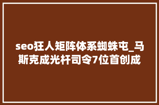 seo狂人矩阵体系蜘蛛屯_马斯克成光杆司令7位首创成员走了6人脑机接口玩不转了