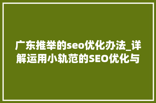 广东推举的seo优化办法_详解运用小轨范的SEO优化与赚钱技巧 广东推举的seo优化办法_详解运用小轨范的SEO优化与赚钱技巧 神马SEO