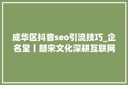 成华区抖音seo引流技巧_企名堂丨朗宋文化深耕互联网营销领域 成华区抖音seo引流技巧_企名堂丨朗宋文化深耕互联网营销领域 网站建设公司