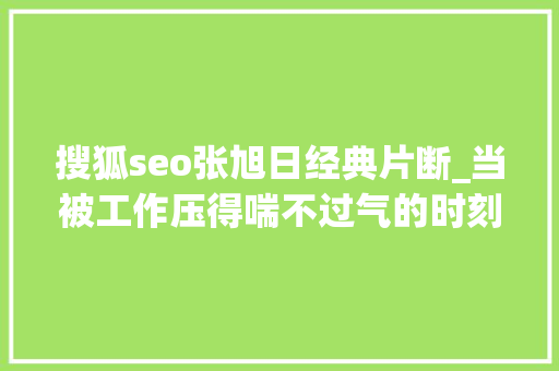 搜狐seo张旭日经典片断_当被工作压得喘不过气的时刻不妨躺平一次 搜狐seo张旭日经典片断_当被工作压得喘不过气的时刻不妨躺平一次 百度SEO