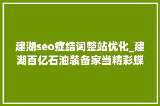 建湖seo症结词整站优化_建湖百亿石油装备家当精彩蝶变