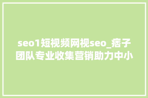 seo1短视频网视seo_痞子团队专业收集营销助力中小企业一鸣惊人 seo1短视频网视seo_痞子团队专业收集营销助力中小企业一鸣惊人 百度SEO
