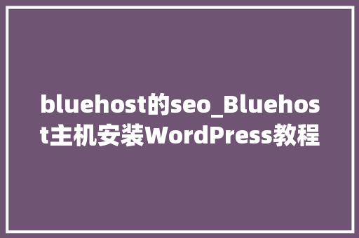 bluehost的seo_Bluehost主机安装WordPress教程搭建一个属于自己的网站 bluehost的seo_Bluehost主机安装WordPress教程搭建一个属于自己的网站 网站建设公司
