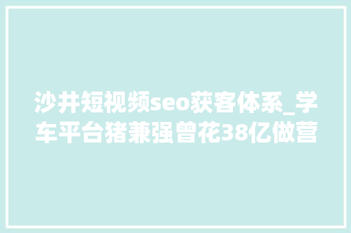 沙井短视频seo获客体系_学车平台猪兼强曾花38亿做营销 如今学员退款难 沙井短视频seo获客体系_学车平台猪兼强曾花38亿做营销 如今学员退款难 搜狗SEO