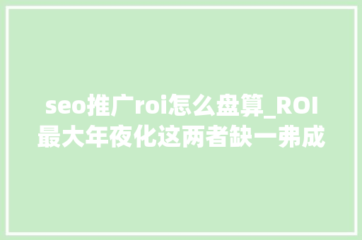 seo推广roi怎么盘算_ROI最大年夜化这两者缺一弗成 seo推广roi怎么盘算_ROI最大年夜化这两者缺一弗成 SEO关键词