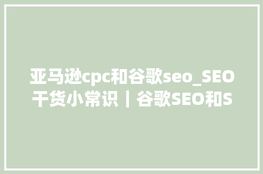 亚马逊cpc和谷歌seo_SEO干货小常识｜谷歌SEO和SEM的差异与联系 亚马逊cpc和谷歌seo_SEO干货小常识｜谷歌SEO和SEM的差异与联系 神马SEO