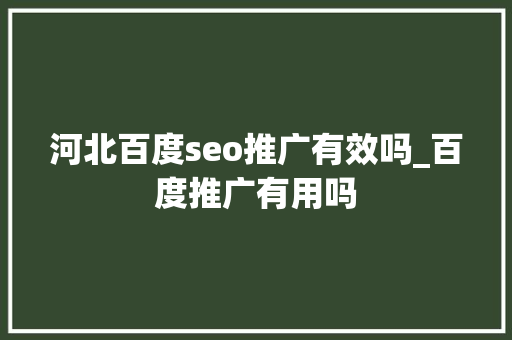 河北百度seo推广有效吗_百度推广有用吗 河北百度seo推广有效吗_百度推广有用吗 网站建设公司