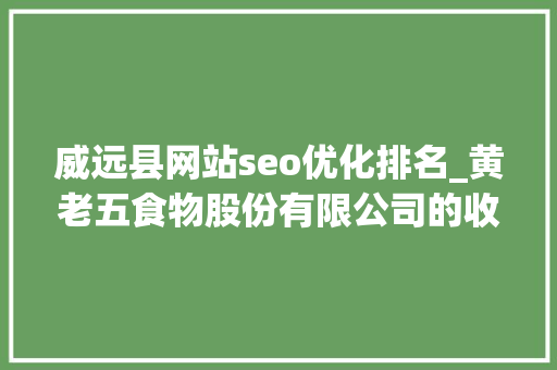 威远县网站seo优化排名_黄老五食物股份有限公司的收集营销分析申报 威远县网站seo优化排名_黄老五食物股份有限公司的收集营销分析申报 网站建设公司