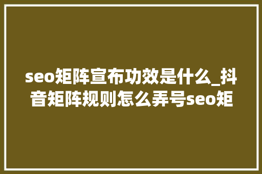 seo矩阵宣布功效是什么_抖音矩阵规则怎么弄号seo矩阵 seo矩阵宣布功效是什么_抖音矩阵规则怎么弄号seo矩阵 搜狗SEO