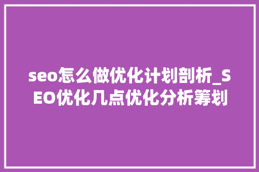 seo怎么做优化计划剖析_SEO优化几点优化分析筹划 seo怎么做优化计划剖析_SEO优化几点优化分析筹划 网站建设公司