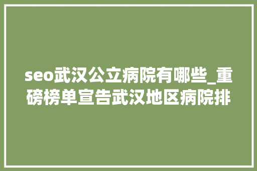 seo武汉公立病院有哪些_重磅榜单宣告武汉地区病院排名来了