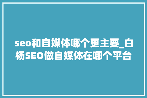 seo和自媒体哪个更主要_白杨SEO做自媒体在哪个平台上更有前途各平台属性是什么 seo和自媒体哪个更主要_白杨SEO做自媒体在哪个平台上更有前途各平台属性是什么 SEO关键词