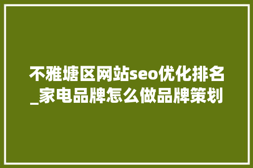 不雅塘区网站seo优化排名_家电品牌怎么做品牌策划