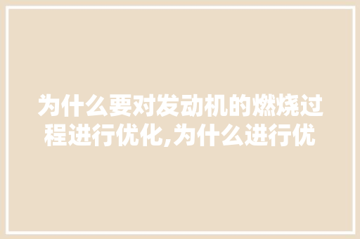 为什么要对发动机的燃烧过程进行优化,为什么进行优化营商环境。 为什么要对发动机的燃烧过程进行优化,为什么进行优化营商环境。 神马SEO