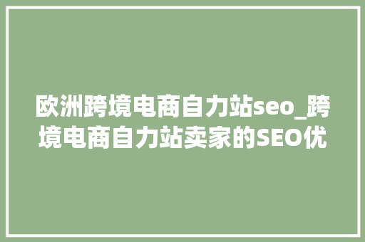欧洲跨境电商自力站seo_跨境电商自力站卖家的SEO优化全攻略 欧洲跨境电商自力站seo_跨境电商自力站卖家的SEO优化全攻略 SEO关键词