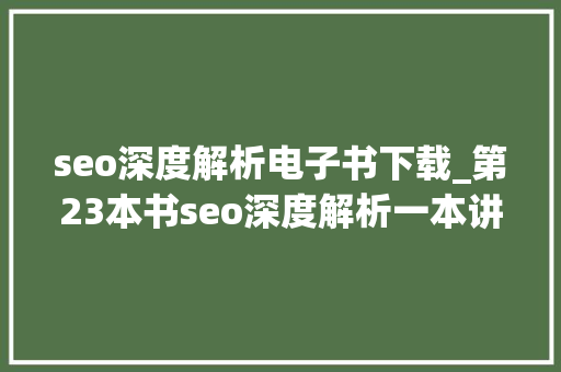 seo深度解析电子书下载_第23本书seo深度解析一本讲了不少内幕的书 seo深度解析电子书下载_第23本书seo深度解析一本讲了不少内幕的书 必应SEO