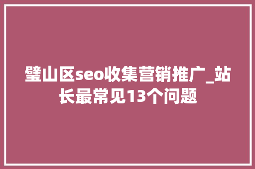 璧山区seo收集营销推广_站长最常见13个问题 璧山区seo收集营销推广_站长最常见13个问题 百度SEO