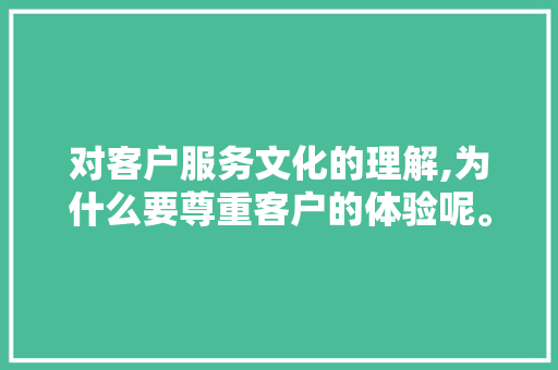 对客户服务文化的理解,为什么要尊重客户的体验呢。 对客户服务文化的理解,为什么要尊重客户的体验呢。 网站建设公司
