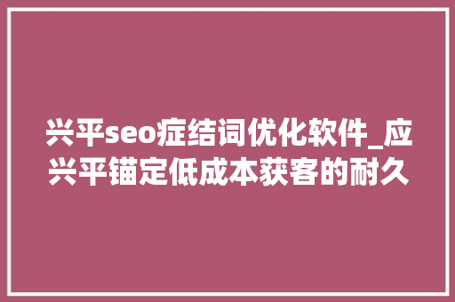兴平seo症结词优化软件_应兴平锚定低成本获客的耐久主义者