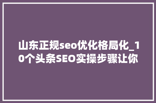 山东正规seo优化格局化_10个头条SEO实操步骤让你直呼内行 山东正规seo优化格局化_10个头条SEO实操步骤让你直呼内行 搜狗SEO
