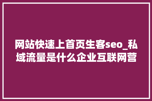 网站快速上首页生客seo_私域流量是什么企业互联网营销下半场必修课生意人秒懂 网站快速上首页生客seo_私域流量是什么企业互联网营销下半场必修课生意人秒懂 网站建设公司