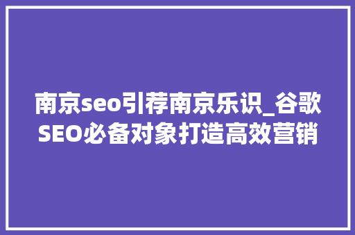 南京seo引荐南京乐识_谷歌SEO必备对象打造高效营销策略 南京seo引荐南京乐识_谷歌SEO必备对象打造高效营销策略 百度SEO