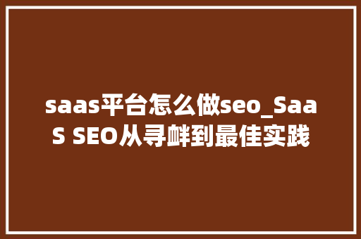 saas平台怎么做seo_SaaS SEO从寻衅到最佳实践 saas平台怎么做seo_SaaS SEO从寻衅到最佳实践 网站建设公司