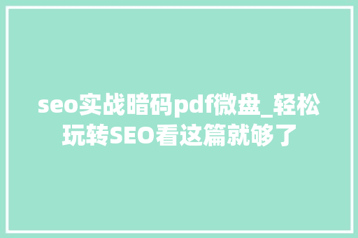seo实战暗码pdf微盘_轻松玩转SEO看这篇就够了 seo实战暗码pdf微盘_轻松玩转SEO看这篇就够了 百度SEO