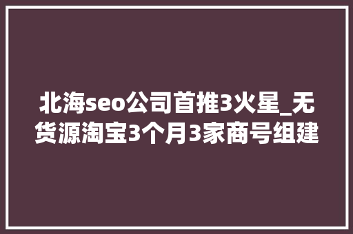 北海seo公司首推3火星_无货源淘宝3个月3家商号组建四人小分队计划开10家商号 百度SEO 北海seo公司首推3火星_无货源淘宝3个月3家商号组建四人小分队计划开10家商号 北海seo公司首推3火星_无货源淘宝3个月3家商号组建四人小分队计划开10家商号 百度SEO