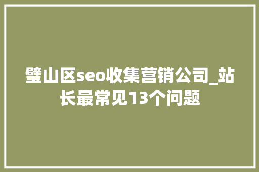 璧山区seo收集营销公司_站长最常见13个问题 璧山区seo收集营销公司_站长最常见13个问题 百度SEO