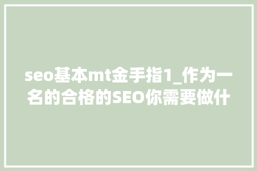 seo基本mt金手指1_作为一名的合格的SEO你需要做什么 seo基本mt金手指1_作为一名的合格的SEO你需要做什么 神马SEO