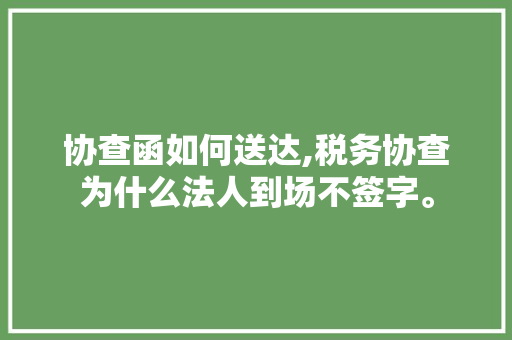 协查函如何送达,税务协查为什么法人到场不签字。 协查函如何送达,税务协查为什么法人到场不签字。 网站建设公司