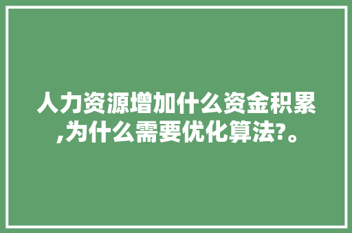 人力资源增加什么资金积累,为什么需要优化算法?。 人力资源增加什么资金积累,为什么需要优化算法?。 神马SEO