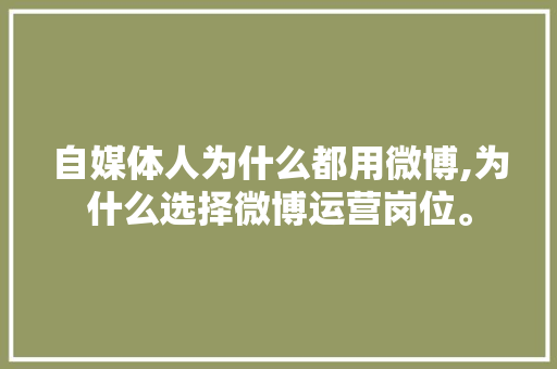 自媒体人为什么都用微博,为什么选择微博运营岗位。 自媒体人为什么都用微博,为什么选择微博运营岗位。 百度SEO