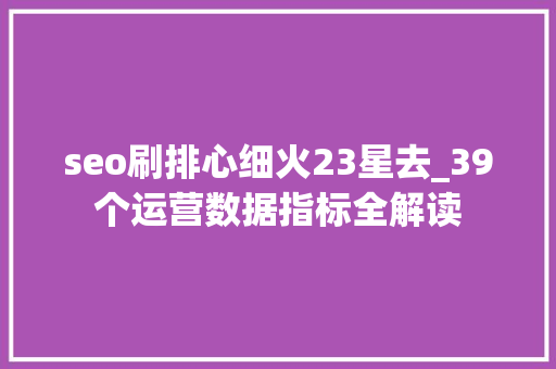 seo刷排心细火23星去_39个运营数据指标全解读 网站建设公司 seo刷排心细火23星去_39个运营数据指标全解读 seo刷排心细火23星去_39个运营数据指标全解读 网站建设公司