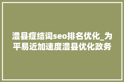 澧县症结词seo排名优化_为平易近加速度澧县优化政务做事情形工作纪实 澧县症结词seo排名优化_为平易近加速度澧县优化政务做事情形工作纪实 百度SEO