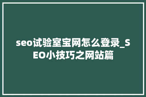 seo试验室宝网怎么登录_SEO小技巧之网站篇 seo试验室宝网怎么登录_SEO小技巧之网站篇 神马SEO