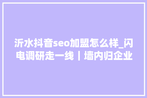 沂水抖音seo加盟怎么样_闪电调研走一线｜墙内归企业管 墙外归政府管 沂水持续优化营商情形 沂水抖音seo加盟怎么样_闪电调研走一线｜墙内归企业管 墙外归政府管 沂水持续优化营商情形 SEO关键词