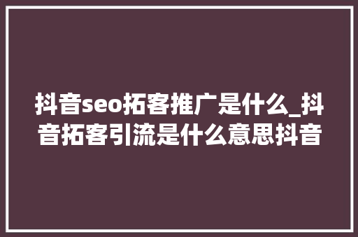 抖音seo拓客推广是什么_抖音拓客引流是什么意思抖音美容院拓客怎么样 抖音seo拓客推广是什么_抖音拓客引流是什么意思抖音美容院拓客怎么样 百度SEO
