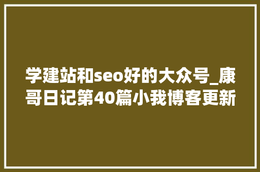 学建站和seo好的大众号_康哥日记第40篇小我博客更新至wordpress58版本 学建站和seo好的大众号_康哥日记第40篇小我博客更新至wordpress58版本 SEO关键词