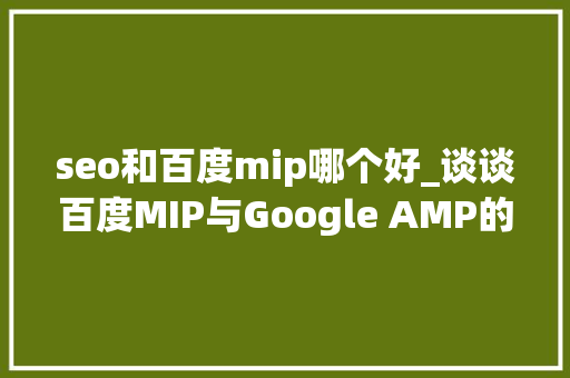 seo和百度mip哪个好_谈谈百度MIP与Google AMP的差异移动网页加速到底该用哪个