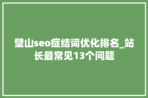 璧山seo症结词优化排名_站长最常见13个问题 璧山seo症结词优化排名_站长最常见13个问题 百度SEO
