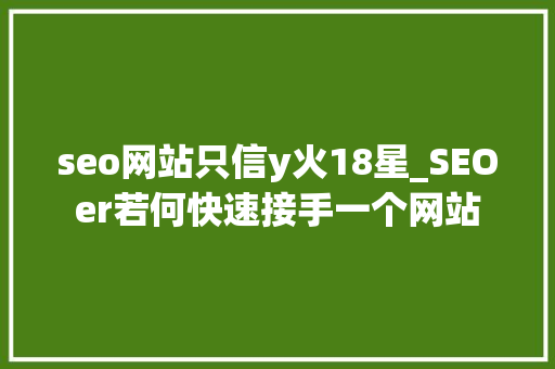 seo网站只信y火18星_SEOer若何快速接手一个网站 seo网站只信y火18星_SEOer若何快速接手一个网站 网站建设公司